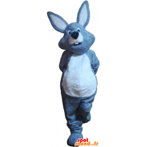 Gray rabbit mascot and white giant - MASFR032680 - Rabbit mascot