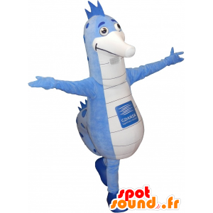 Mascotte grande cavallo bianco e blu del mare - MASFR032681 - Ippopotamo mascotte