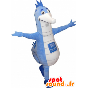 Mascot large blue and white sea horse - MASFR032681 - Mascots hippopotamus