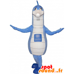 Mascotte grande cavallo bianco e blu del mare - MASFR032681 - Ippopotamo mascotte