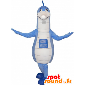 Mascotte de grand hippocampe bleu et blanc - MASFR032681 - Mascottes Hippopotame