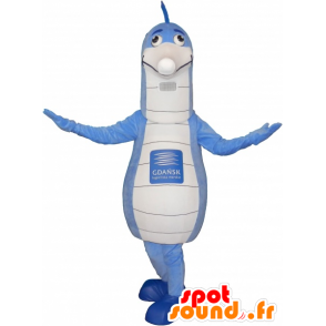 Mascot grote blauwe en witte hippocampus - MASFR032681 - Hippo Mascottes