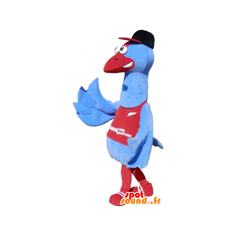 Seabird mascot blue and red giant with a cap - MASFR032685 - Mascots of the ocean