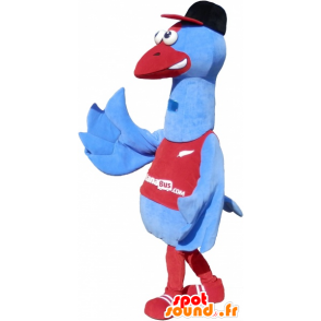 Aves marinas mascota azul y rojo gigante con una gorra - MASFR032685 - Mascotas del océano