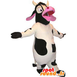 Witte Koe Mascot, zwart en roze - MASFR032688 - koe Mascottes