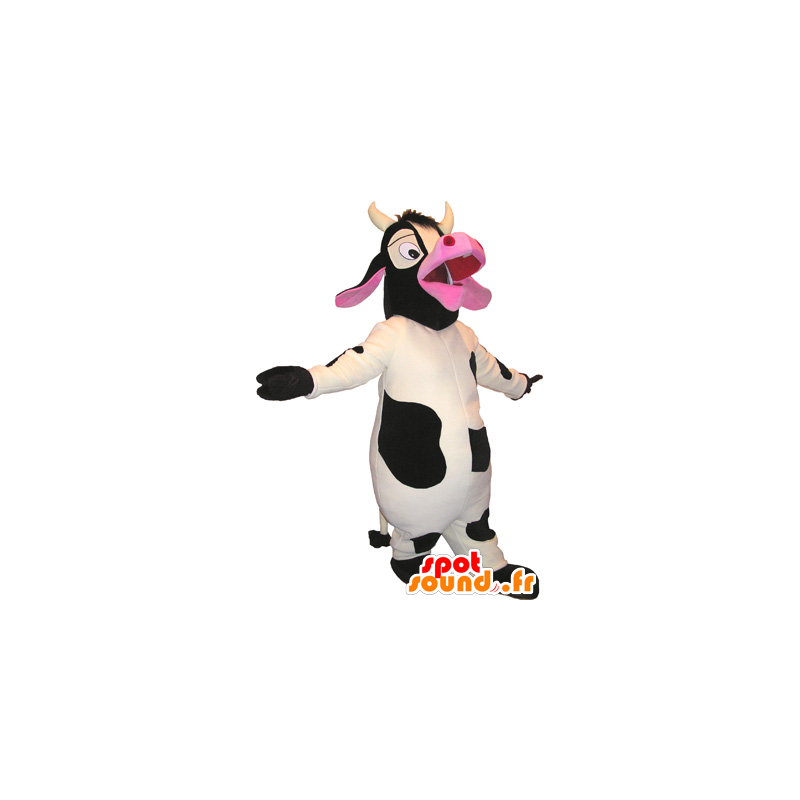 Hvit Cow Mascot, svart og rosa - MASFR032688 - Cow Maskoter