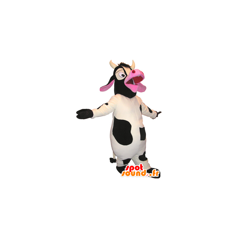 Vit, svart och rosa ko maskot - Spotsound maskot