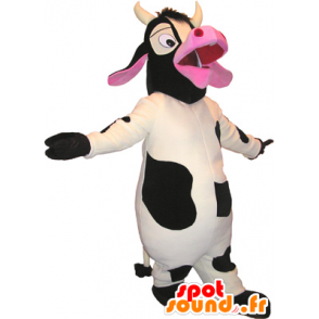 Hvit Cow Mascot, svart og rosa - MASFR032688 - Cow Maskoter
