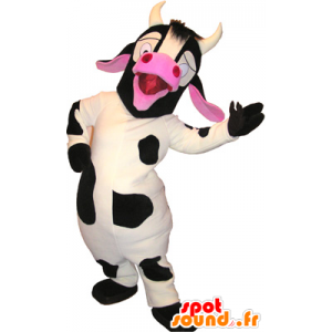 Mascotte de vache blanche, noire et rose - MASFR032688 - Mascottes Vache