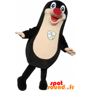 Zwarte zeehond mascotte mollig en grappige met een rode neus - MASFR032689 - mascottes Seal