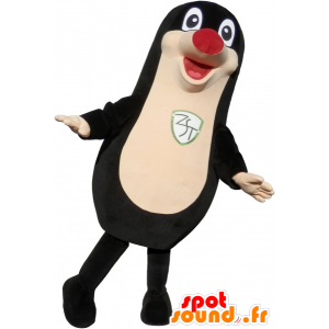 Mascotte de phoque noir dodu et drôle avec un nez rouge - MASFR032689 - Mascottes Phoque