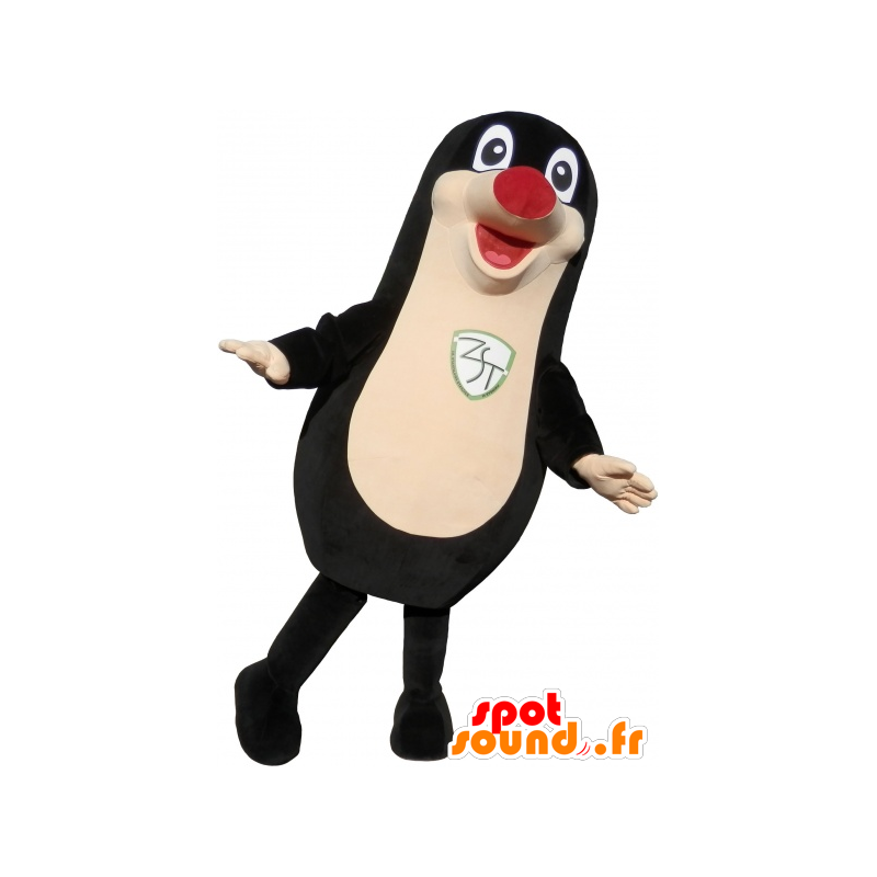 Mascota del sello negro gordo y divertido con una nariz roja - MASFR032689 - Sello de mascotas