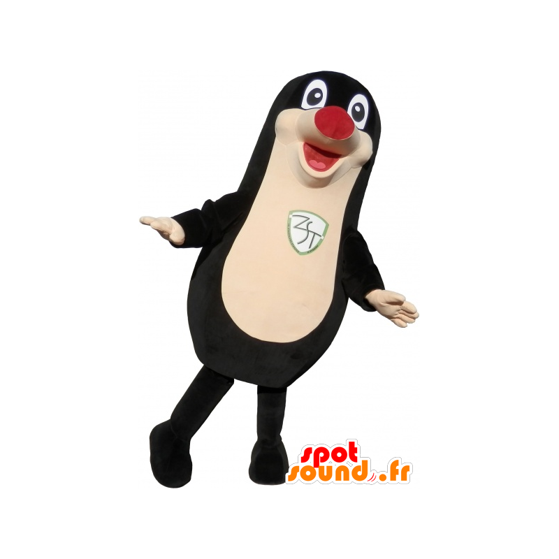 Mascotte de phoque noir dodu et drôle avec un nez rouge - MASFR032689 - Mascottes Phoque