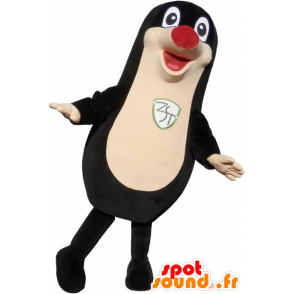 Mascote selo preto gordo e engraçado com um nariz vermelho - MASFR032689 - mascotes Seal