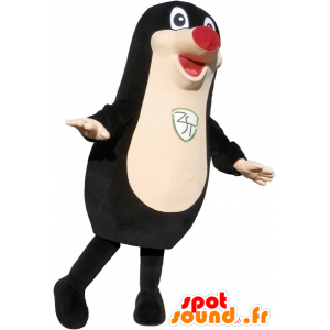 Mascote selo preto gordo e engraçado com um nariz vermelho - MASFR032689 - mascotes Seal