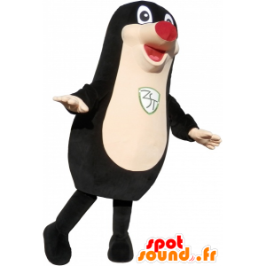 Černá těsnění maskot baculatá a zábavný s červeným nosem - MASFR032689 - maskoti Seal