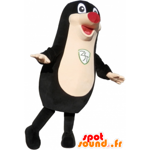 Zwarte zeehond mascotte mollig en grappige met een rode neus - MASFR032689 - mascottes Seal