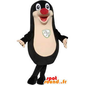 Mascotte de phoque noir dodu et drôle avec un nez rouge - MASFR032689 - Mascottes Phoque