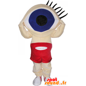 Snowman mascot head with huge eyes - MASFR032690 - Human mascots