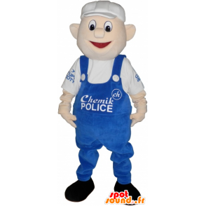 Sneeuwman Mascot overalls en platte pet - MASFR032693 - man Mascottes