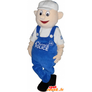 Mascotte de bonhomme en salopette et casquette plate - MASFR032693 - Mascottes Homme