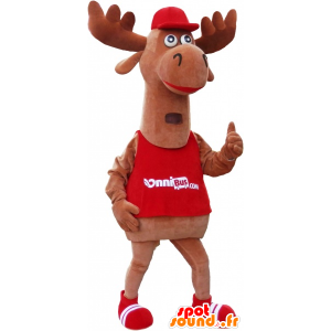 Moose mascot, brown caribou. Giant reindeer mascot - MASFR032694 - Animals of the forest