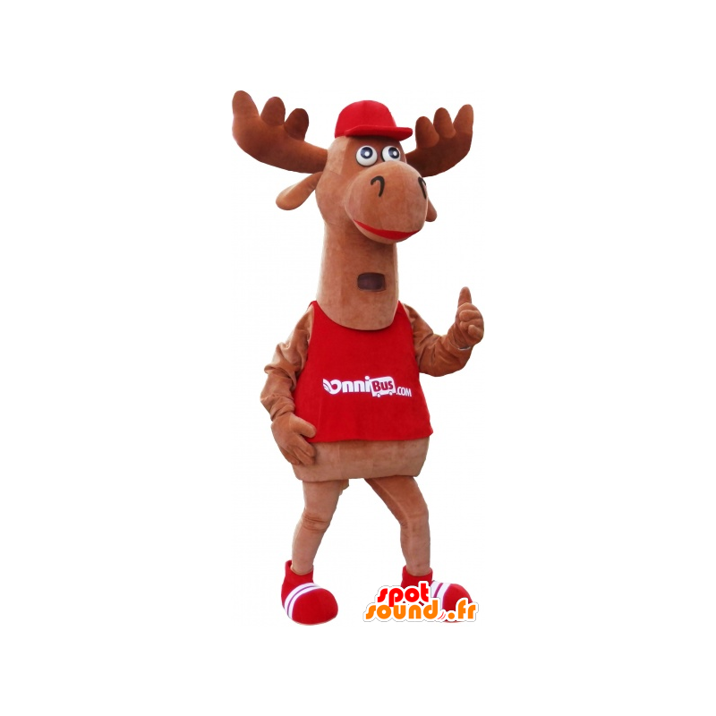 Moose mascot, brown caribou. Giant reindeer mascot - MASFR032694 - Animals of the forest
