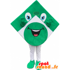 Mascotte carrée verte et blanche, à l'air rigolo - MASFR032696 - Mascottes d'objets