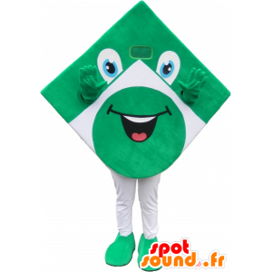 Mascote quadrado verde e branco, o ar divertido - MASFR032696 - objetos mascotes