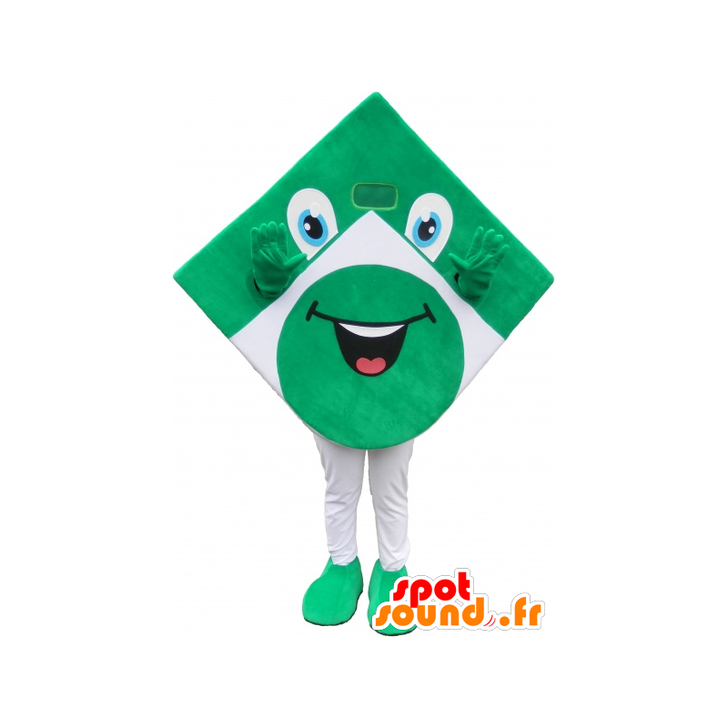 Groen en wit vierkant mascotte, het plezier lucht - MASFR032696 - mascottes objecten