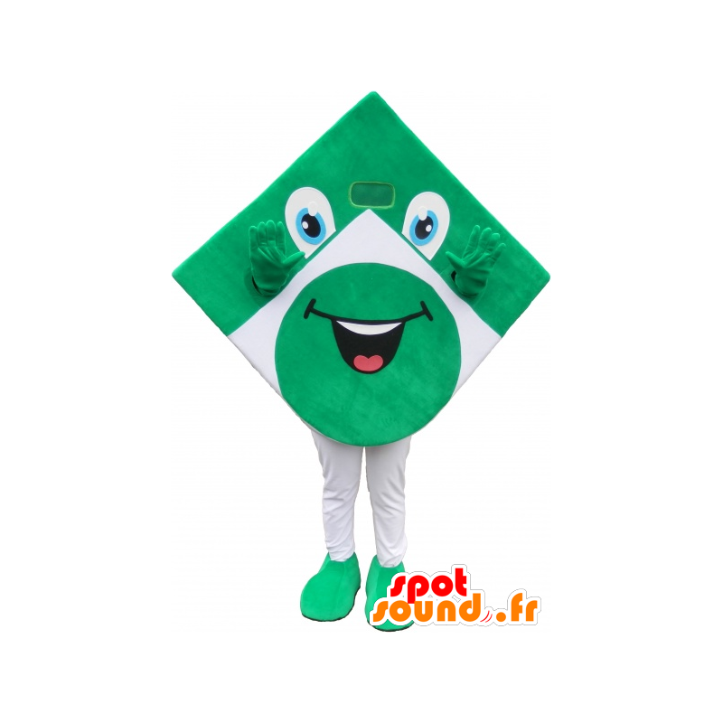Grön och vit fyrkantig maskot som ser rolig ut - Spotsound