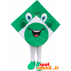 Groen en wit vierkant mascotte, het plezier lucht - MASFR032696 - mascottes objecten