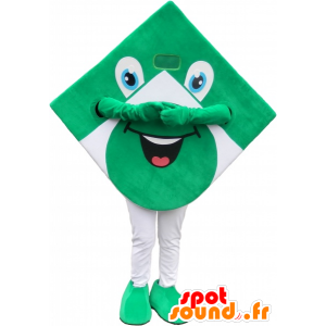 Zelený a bílý čtverec maskot, zábava vzduch - MASFR032696 - Maskoti objekty