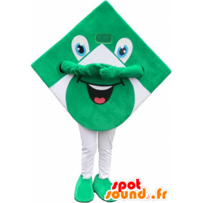 Mascote quadrado verde e branco, o ar divertido - MASFR032696 - objetos mascotes