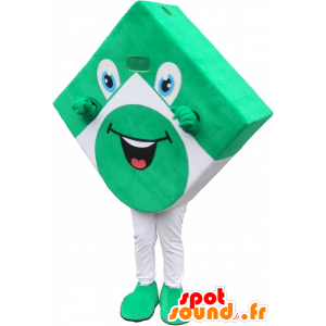 Zelený a bílý čtverec maskot, zábava vzduch - MASFR032696 - Maskoti objekty