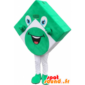 Mascote quadrado verde e branco, o ar divertido - MASFR032696 - objetos mascotes