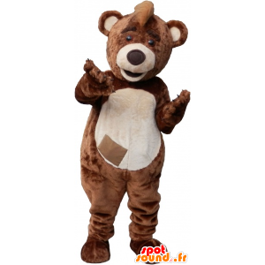 Mascot big brown bear and beige teddy - MASFR032697 - Bear mascot