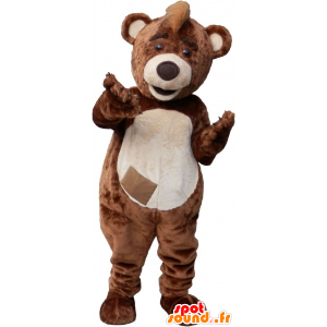 Stor overdådig brun og beige bjørnemaskot - Spotsound maskot