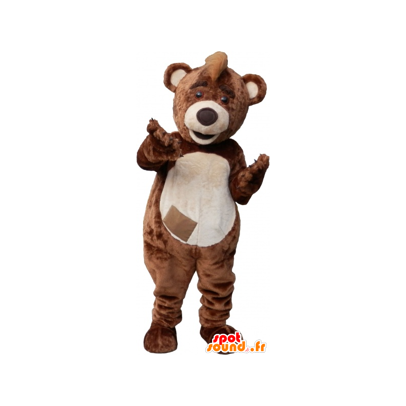 Mascotte de gros ours brun et beige en peluche - MASFR032697 - Mascotte d'ours