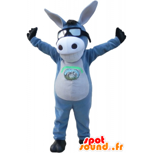 Mascot grijze en witte ezel met een glimlach. mule mascotte - MASFR032705 - vee