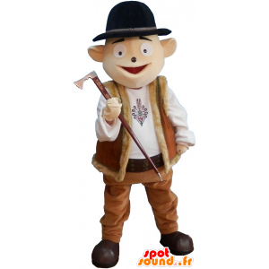 Mascotte de bonhomme en tenue de montagnard avec chapeau melon - MASFR032708 - Mascottes Homme