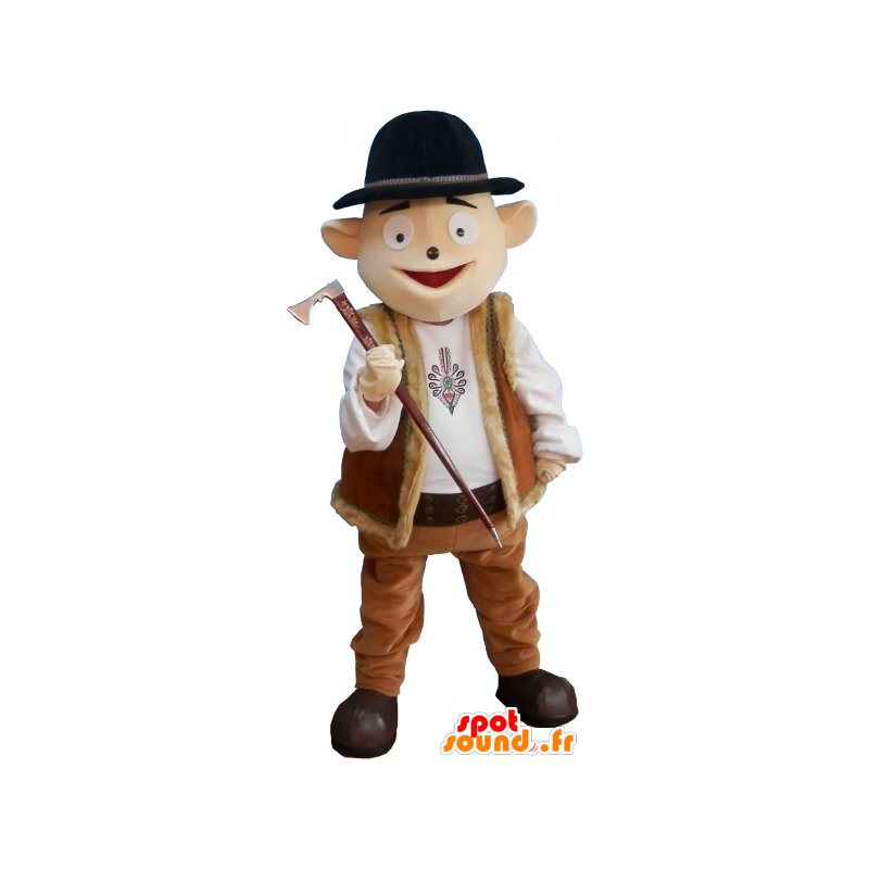 Mascotte de bonhomme en tenue de montagnard avec chapeau melon - MASFR032708 - Mascottes Homme