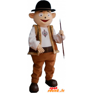 Schneemann-Maskottchen-Berg Kleidung mit Bowler - MASFR032708 - Menschliche Maskottchen