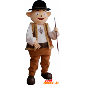 Mascotte de bonhomme en tenue de montagnard avec chapeau melon - MASFR032708 - Mascottes Homme