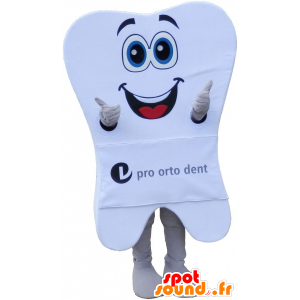 Reusachtige witte tand mascotte met een grote glimlach - MASFR032713 - Niet-ingedeelde Mascottes
