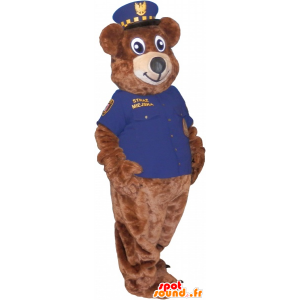 Mascotte d'ours brun en tenue de policier - MASFR032715 - Mascotte d'ours