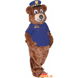 Mascote do urso marrom com uniformes da polícia - MASFR032715 - mascote do urso