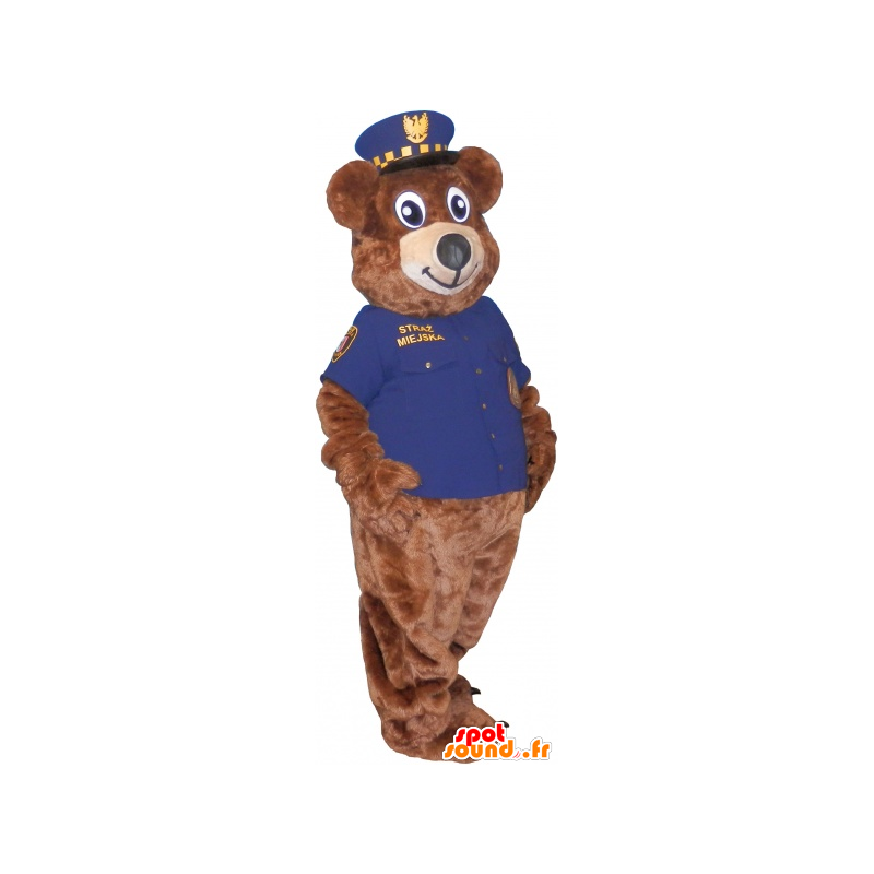 Mascot bruine beer in politie-uniform - MASFR032715 - Bear Mascot