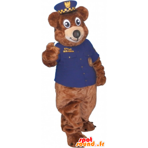 Brunbjørnemaske klædt som politibetjent - Spotsound maskot