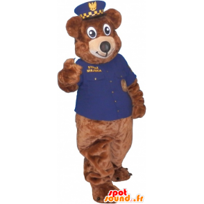 Brunbjörnmaskot klädd som en polis - Spotsound maskot